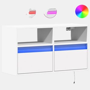 Móvel de parede para TV - Armário de TV com luzes LED 80x31x45 cm branco