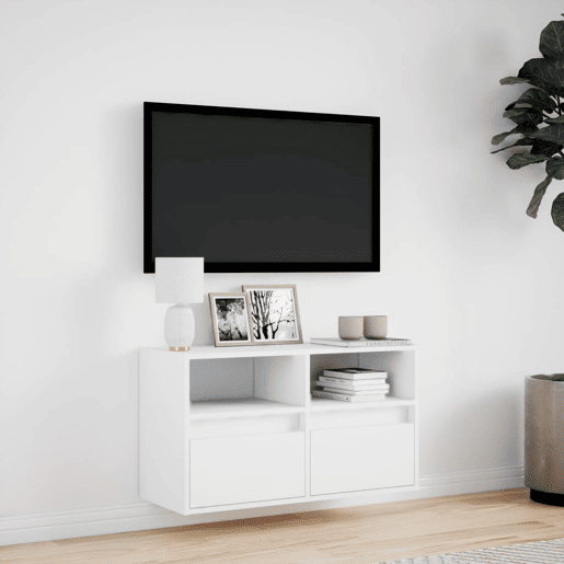 Móvel de parede para TV - Armário de TV com luzes LED 80x31x45 cm branco