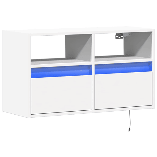 Móvel de parede para TV - Armário de TV com luzes LED 80x31x45 cm branco