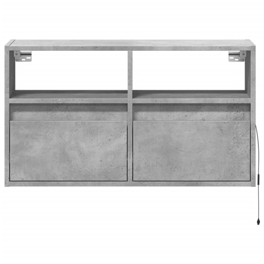 Móvel de parede p TV - Armário de TV c luzes LED 80x31x45 cm cinzento cimento