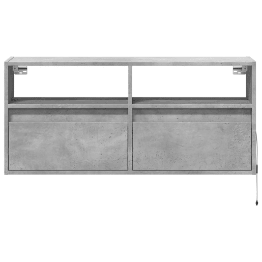 Móvel de parede p TV - Armário de TV c luzes LED 100x31x45cm cinzento cimento