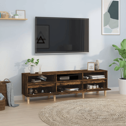 Móvel de TV - Modulo de TV - Armário de TV 150x30x44,5 cm derivados de madeira carvalho fumado