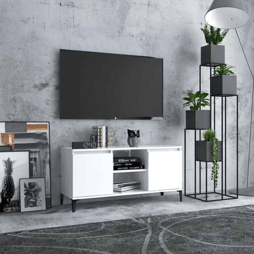 Móvel de TV - Modulo de TV - Armário de TV com pernas em metal 103,5x35x50 cm branco