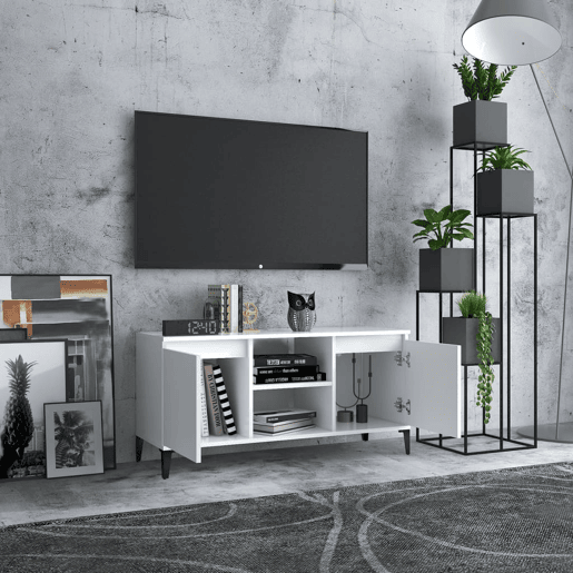 Móvel de TV - Modulo de TV - Armário de TV com pernas em metal 103,5x35x50 cm branco