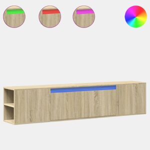 Móvel de parede p TV - Armário de TV luzes LED 180x31x39,5 cm carvalho sonoma