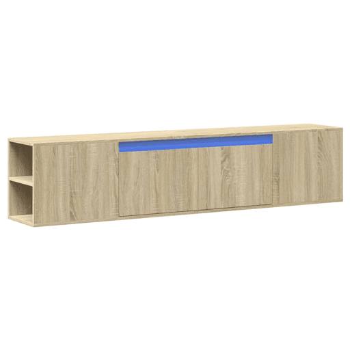 Móvel de parede p TV - Armário de TV luzes LED 180x31x39,5 cm carvalho sonoma