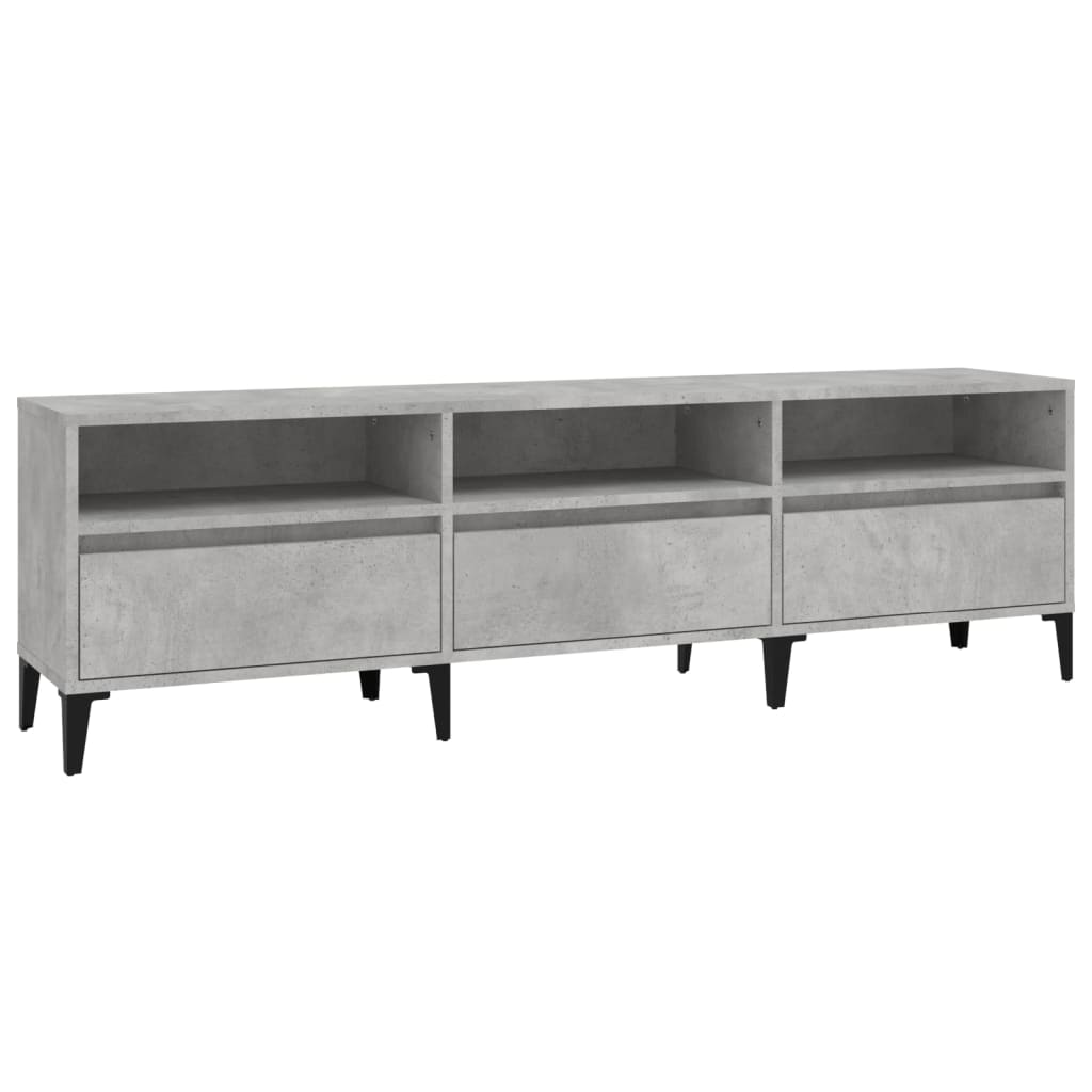 mueble tv - mesa de tv madera contrachapada gris hormigon 150x30x445 cm
