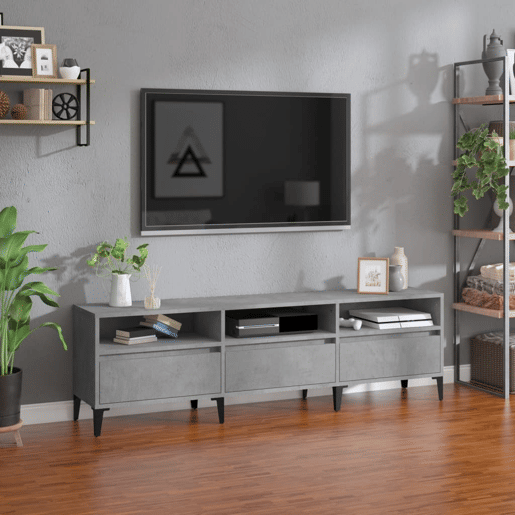 Móvel de TV - Modulo de TV - Armário de TV 150x30x44,5 cm derivados de madeira cinza cimento