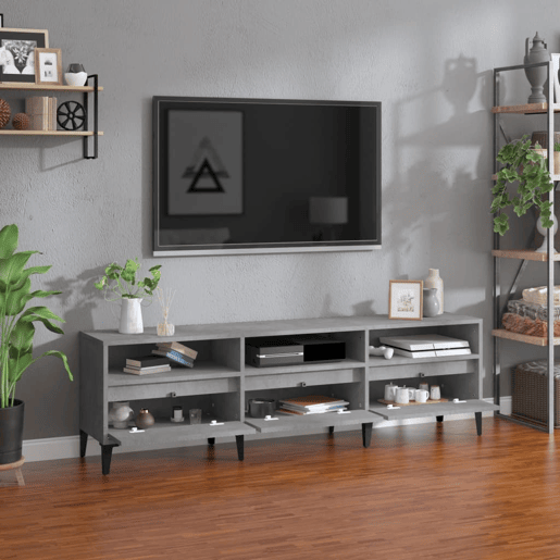 Móvel de TV - Modulo de TV - Armário de TV 150x30x44,5 cm derivados de madeira cinza cimento