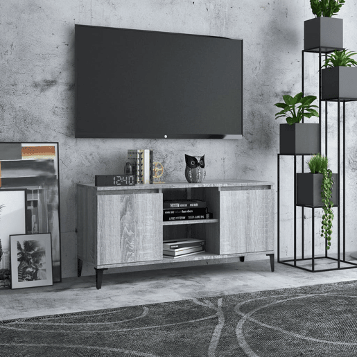 Móvel de TV - Modulo de TV - Armário de TV com pernas em metal 103,5x35x50 cm sonoma cinzento