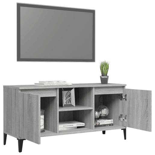 Móvel de TV - Modulo de TV - Armário de TV com pernas em metal 103,5x35x50 cm sonoma cinzento