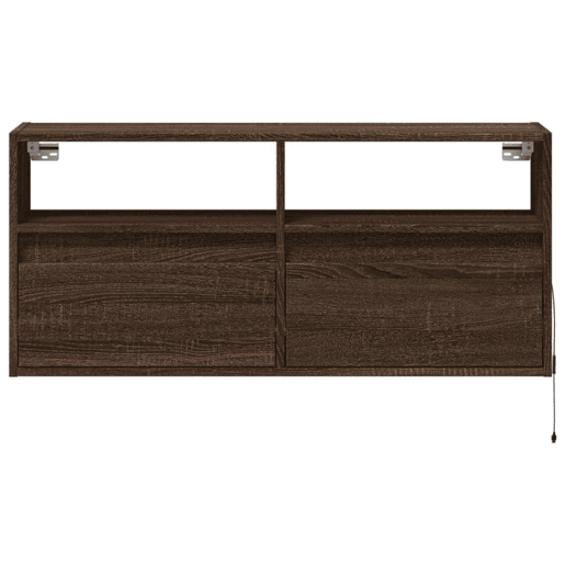 Móvel de parede p TV - Armário de TV luzes LED 100x31x45 cm carvalho castanho