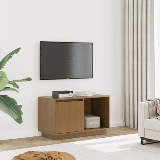 Móvel de TV - Modulo de TV - Armário de TV 74x35x44 cm madeira de pinho maciça castanho mel