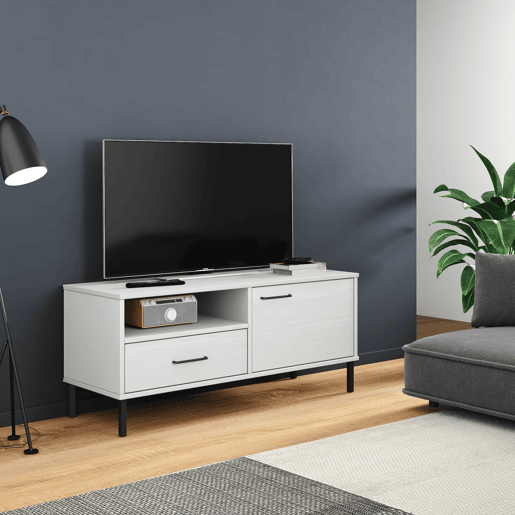 Móvel de TV - Modulo de TV - Armário de TV c pernas de metal pinho maciço OSLO branco