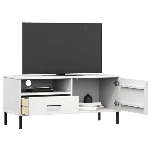 Móvel de TV - Modulo de TV - Armário de TV c pernas de metal pinho maciço OSLO branco
