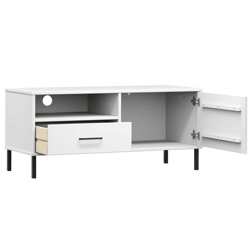 Móvel de TV - Modulo de TV - Armário de TV c pernas de metal pinho maciço OSLO branco