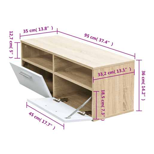 Móvel de TV - Modulo de TV - Armário de TV em aglomerado 95x35x36 cm carvalho e branco