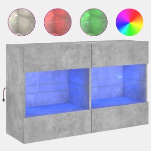 Móvel parede p TV - Armário TV c luzes LED 98,5x30x60,5 cm cinza cimento