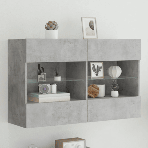 Móvel parede p TV - Armário TV c luzes LED 98,5x30x60,5 cm cinza cimento