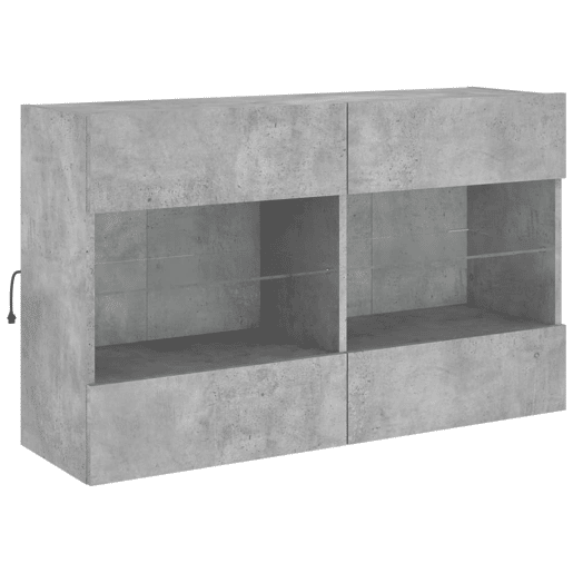 Móvel parede p TV - Armário TV c luzes LED 98,5x30x60,5 cm cinza cimento