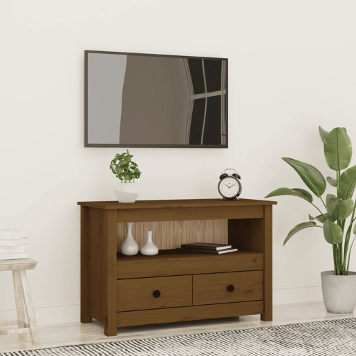 Móvel de TV - Modulo de TV - Armário de TV 79x35x52 cm madeira de pinho maciça castanho mel