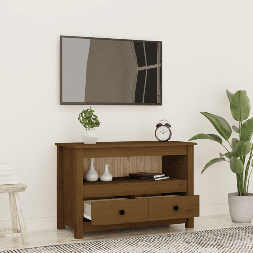 Móvel de TV - Modulo de TV - Armário de TV 79x35x52 cm madeira de pinho maciça castanho mel