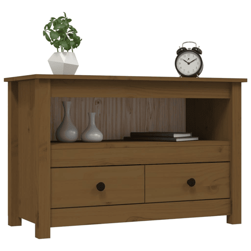 Móvel de TV - Modulo de TV - Armário de TV 79x35x52 cm madeira de pinho maciça castanho mel