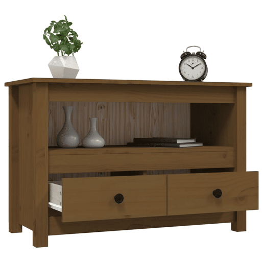 Móvel de TV - Modulo de TV - Armário de TV 79x35x52 cm madeira de pinho maciça castanho mel