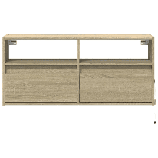 Móvel de parede p TV - Armário de TV c luzes LED 100x31x45 cm carvalho sonoma