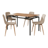 Conjunto de jantar Hemnes mesa com 4 cadeiras têxtil aço Castanho claro en.casa