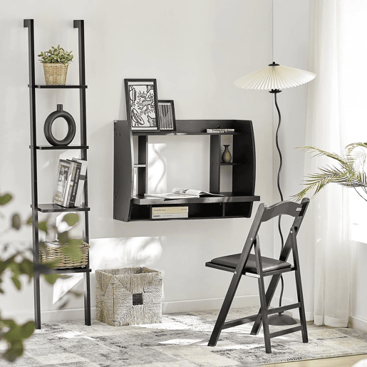 Armário de parede para mesa de computador, mesa de secretária para computador, preto, FWT18-SCH SoBuy PT