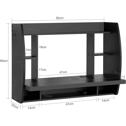 Armário de parede para mesa de computador, mesa de secretária para computador, preto, FWT18-SCH SoBuy PT