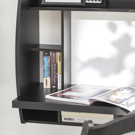 Armário de parede para mesa de computador, mesa de secretária para computador, preto, FWT18-SCH SoBuy PT
