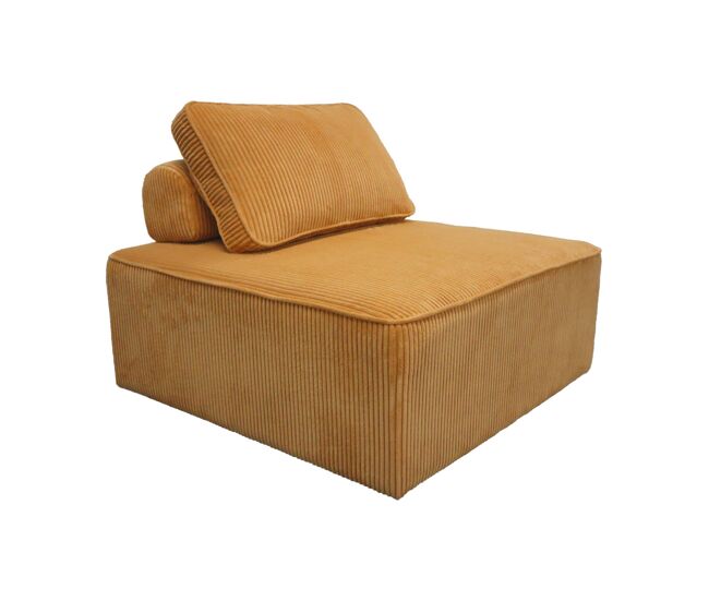 Módulo para sofá modular de pana, 1 plaza, lao, mostaza, 90x90x40 cm