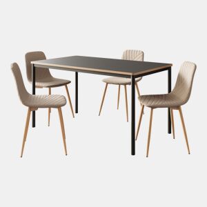 Conjunto de jantar Lindesberg 5 pcs Mesa de jantar com 4 cadeiras castanho claro en.casa