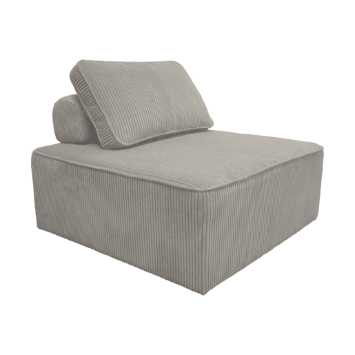 Módulo para sofá modular de veludo canelado, 1 lugar, Lao, Cinza Claro, 90x90x40 cm