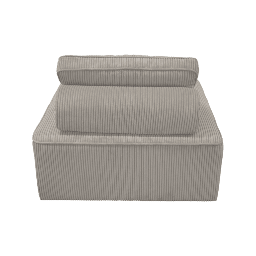 Módulo para sofá modular de veludo canelado, 1 lugar, Lao, Cinza Claro, 90x90x40 cm