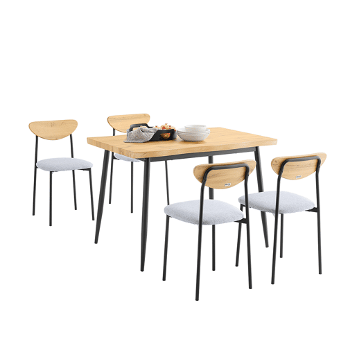 SoBuy Conjunto de Mesa de Jantar 110x70x76cm com 4 Cadeiras MDF e Aço Preto OGT52-N