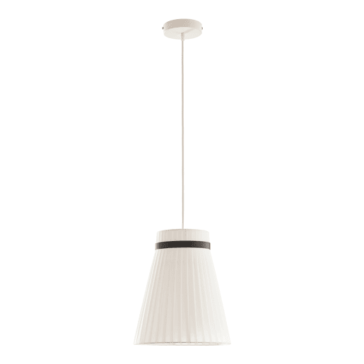 Candeeiro suspenso Broughton E27 abajur em tecido branco e aro preto lux.pro Candeeiro suspenso Broughton E27 abajur em tecido branco e aro preto lux.pro