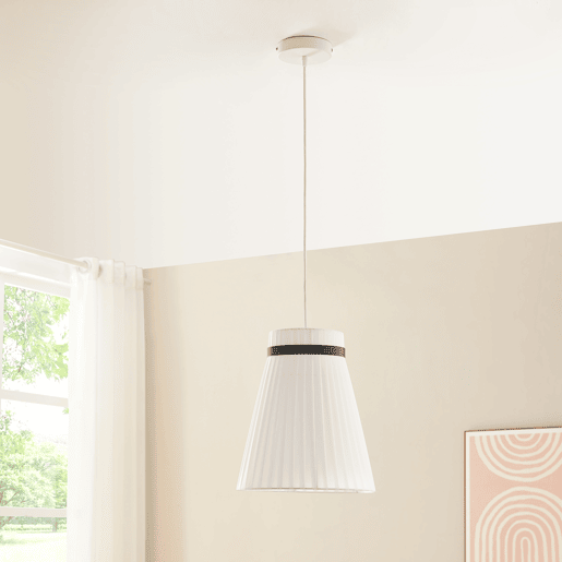 Candeeiro suspenso Broughton E27 abajur em tecido branco e aro preto lux.pro Candeeiro suspenso Broughton E27 abajur em tecido branco e aro preto lux.pro