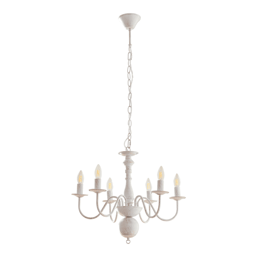 Lustre Berkeley 6 luzes E14 metal vintage branco lux.pro