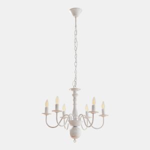 Lustre Berkeley 6 luzes E14 metal vintage branco lux.pro