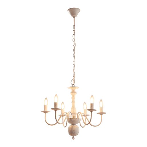 Lustre Berkeley 6 luzes E14 metal vintage branco lux.pro
