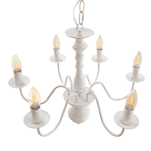 Lustre Berkeley 6 luzes E14 metal vintage branco lux.pro