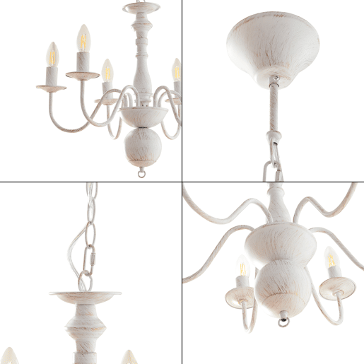 Lustre Berkeley 6 luzes E14 metal vintage branco lux.pro
