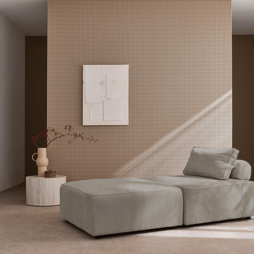 Poltrona para sofá modular de veludo cotelê, conjunto de 2, Lao, Cinza claro, 90x90x40 cm