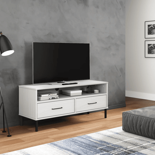 Móvel de TV - Modulo de TV - Armário de TV c pernas de metal pinho maciço OSLO branco