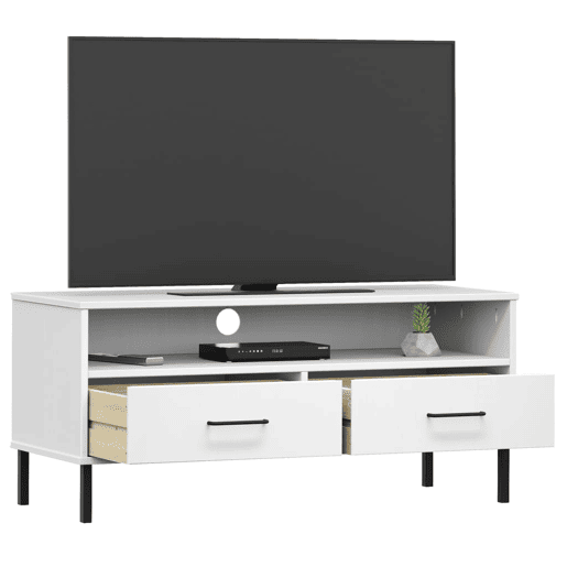 Móvel de TV - Modulo de TV - Armário de TV c pernas de metal pinho maciço OSLO branco