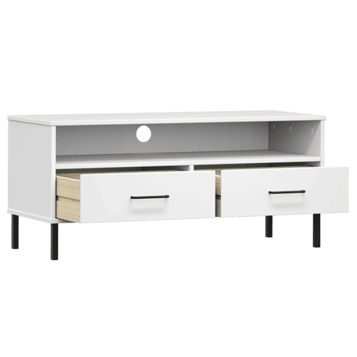 Móvel de TV - Modulo de TV - Armário de TV c pernas de metal pinho maciço OSLO branco