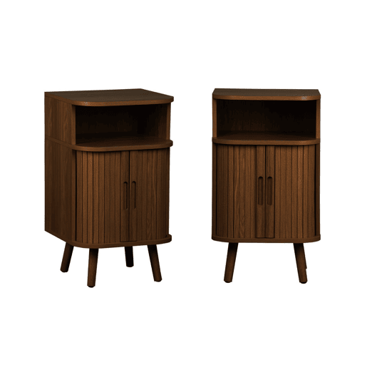 Mesa de cabeceira com 2 portas de correr, set de 2, Legacy, Madeira de nogueira, 40x40x70 cm